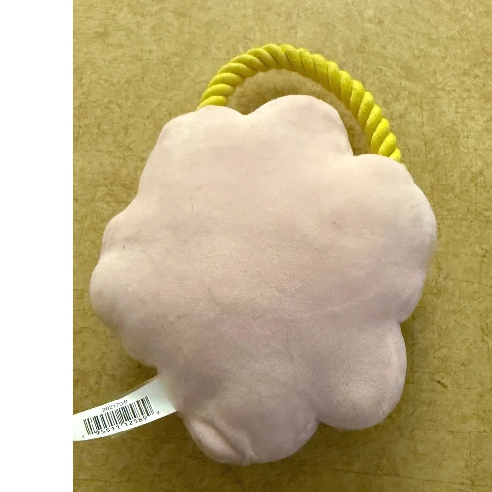 Pink Blue Flower Plush Pet Dog Toy with Yellow Rope‎ Handle